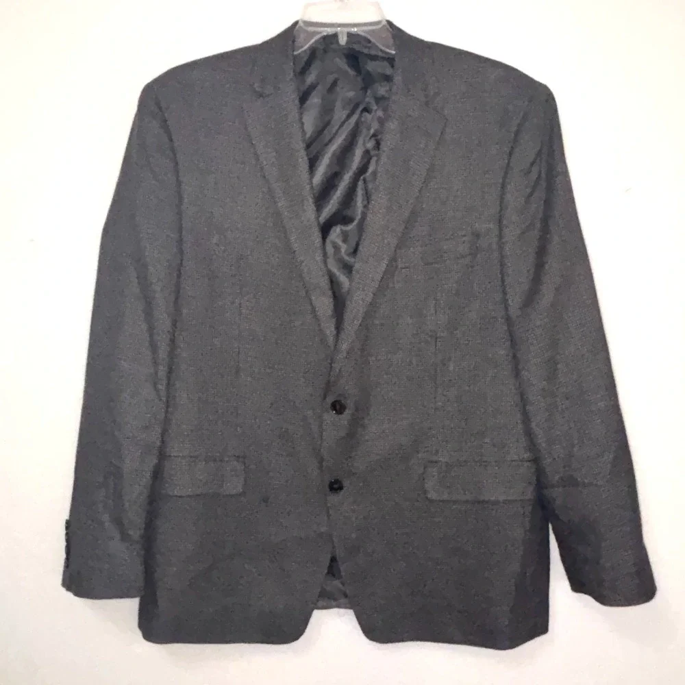 Chaps Ralph Lauren Gray‎ Black Blue Plaid Jacket Blazer Men's 44R